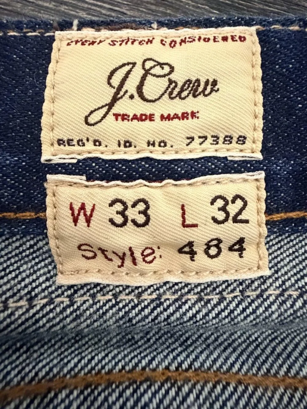 J Crew 484 Jeans Kaihara Japanese Selvedge Denim Mid Rise Dark Wash 33 #A3078